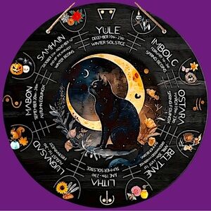 Mystic Cat Wheel of the Year Wall Art